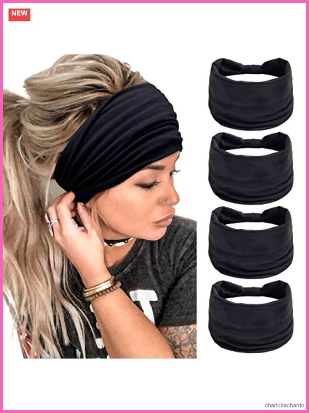 Wide Elastic Headbands Non Slip Polyester Spandex Hair Bands for Women